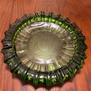 Vintage Fostoria Emerald Green Glass Ashtray - Mid-Century Modern 10" Catch-All
